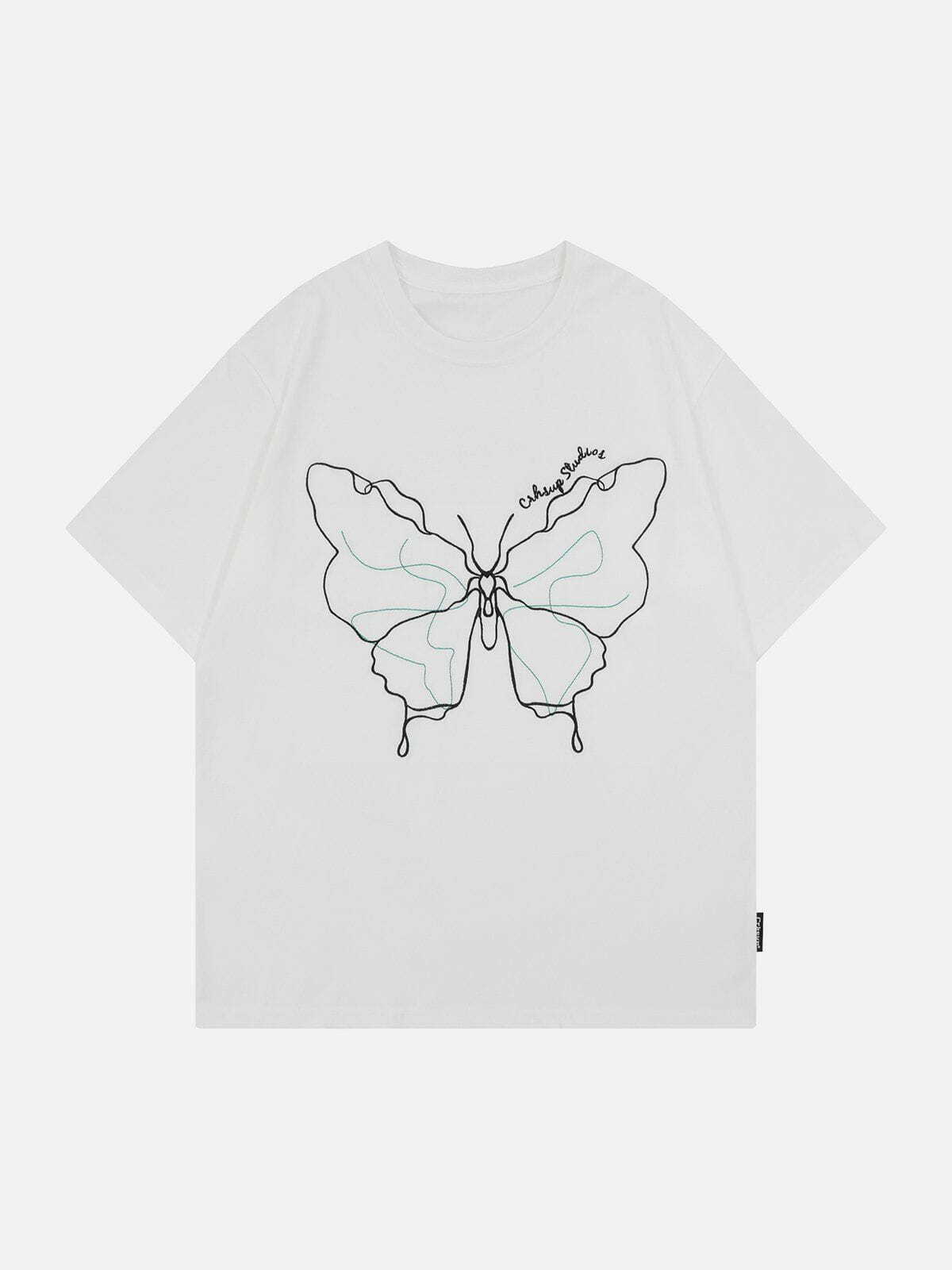 Y2K Embroidery Butterfly Tee - Retro 90s Grunge Top for Summer Party Outfits