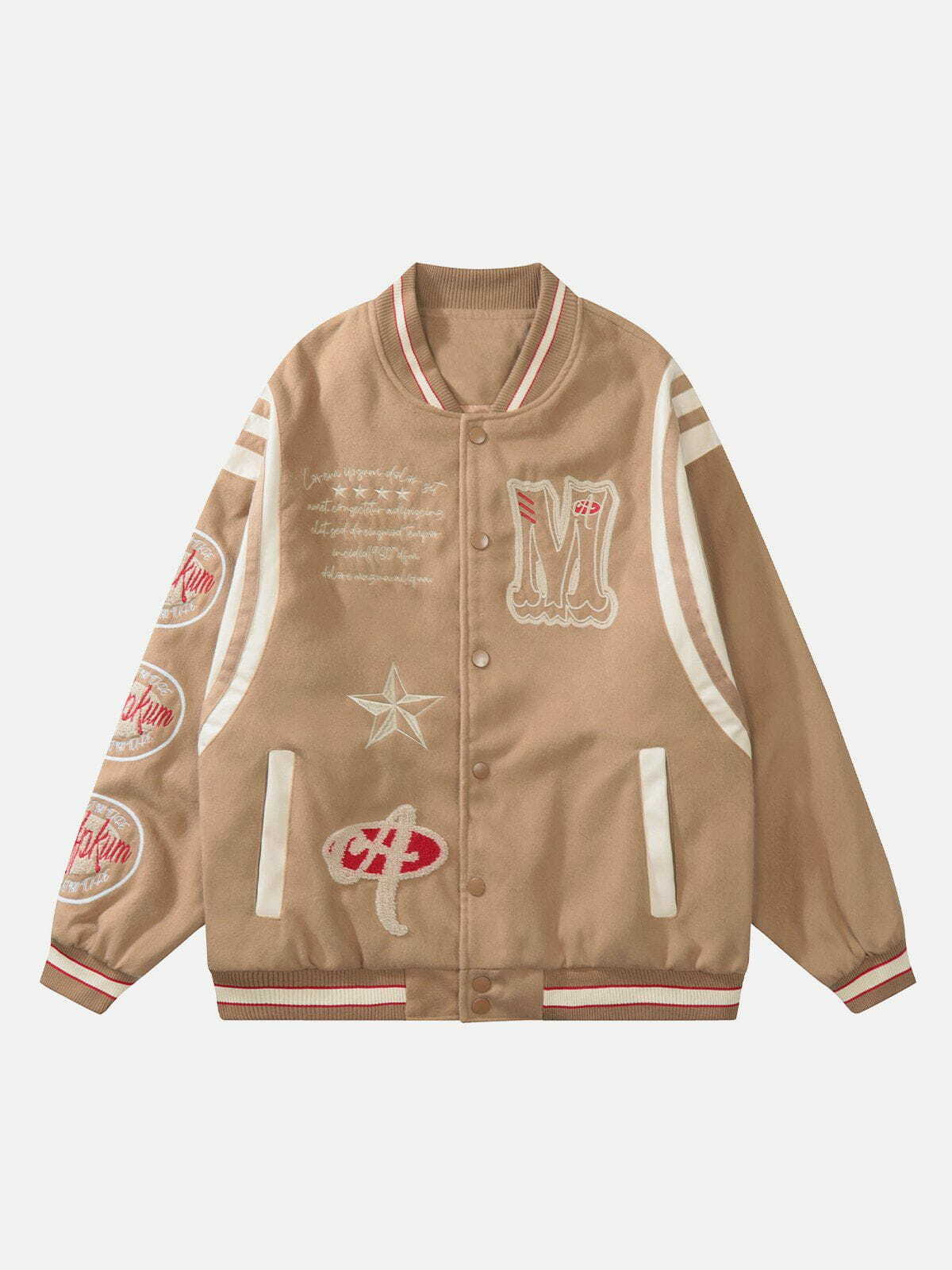 Y2K Embroidery Butterfly Varsity Jacket - Retro 90s Grunge Summer Outfit for Women