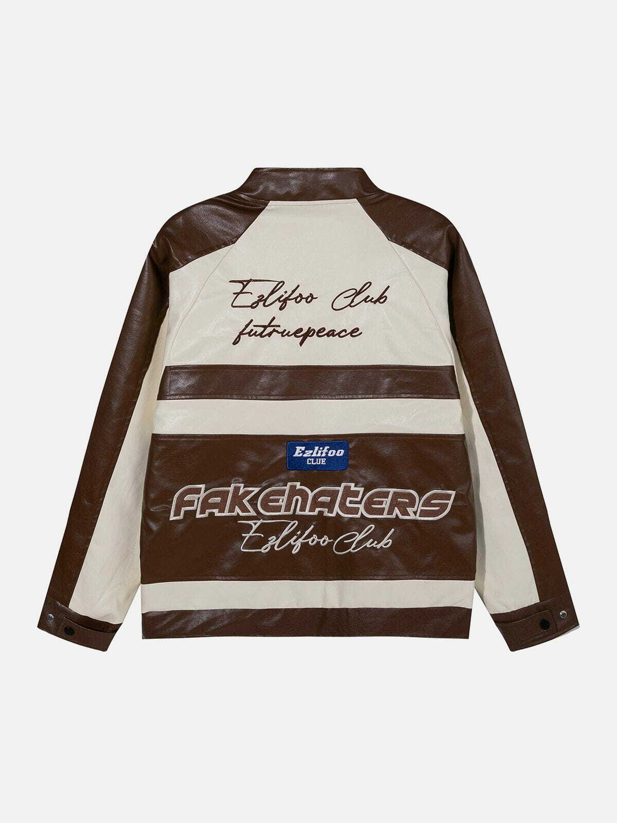 Y2K Embroidery Letter Racing PU Jacket - Retro 90s Grunge Outfit for Summer Parties