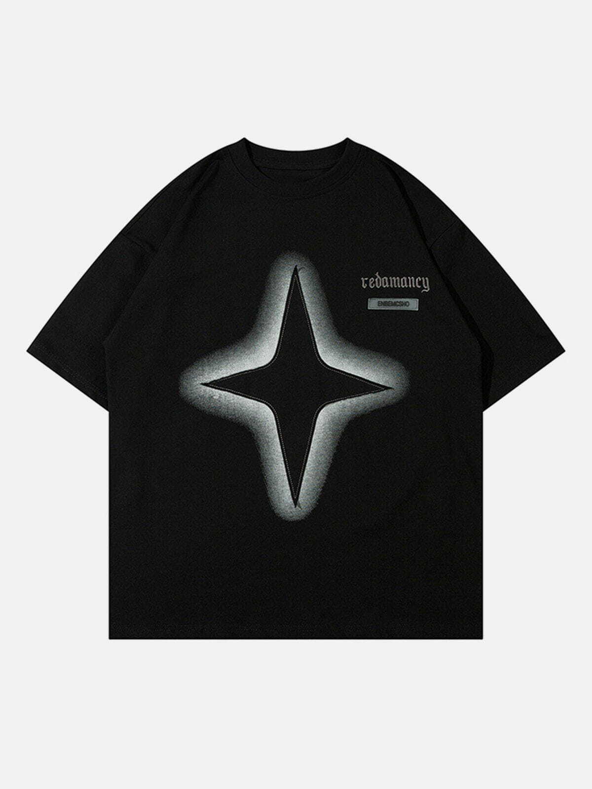 Y2K Embroidery Letter Star Print Tee - Retro 90s Grunge Summer Outfit for Women