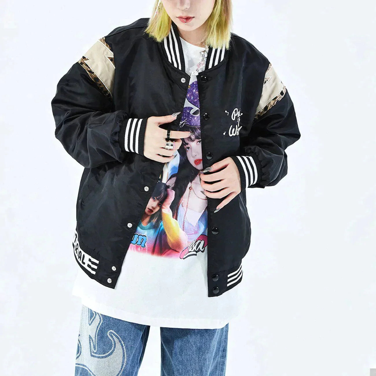 Y2K Embroidery Letter Varsity Jacket - Retro 90s Grunge Outfit for Summer Parties