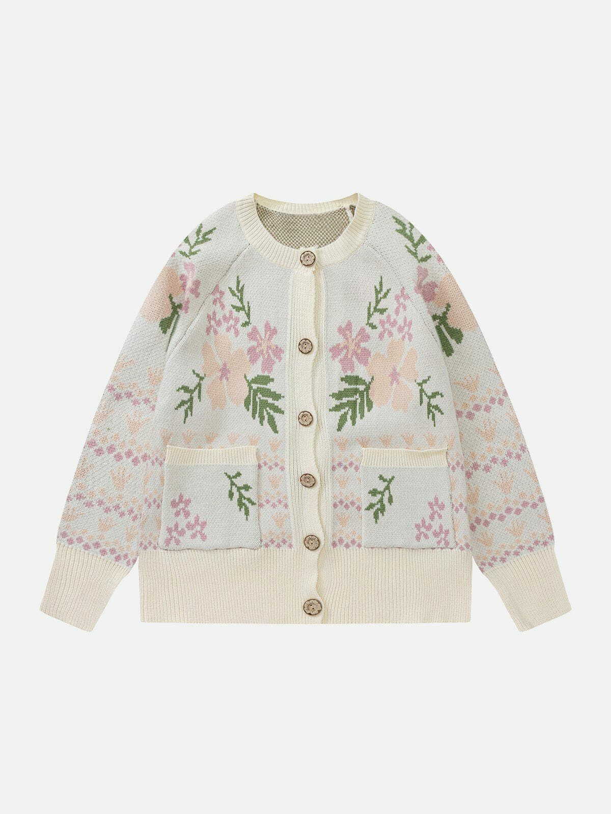 Y2K Embroidery Patchwork Cardigan - Retro 90s Grunge Summer Outfit for Y2K Vibes