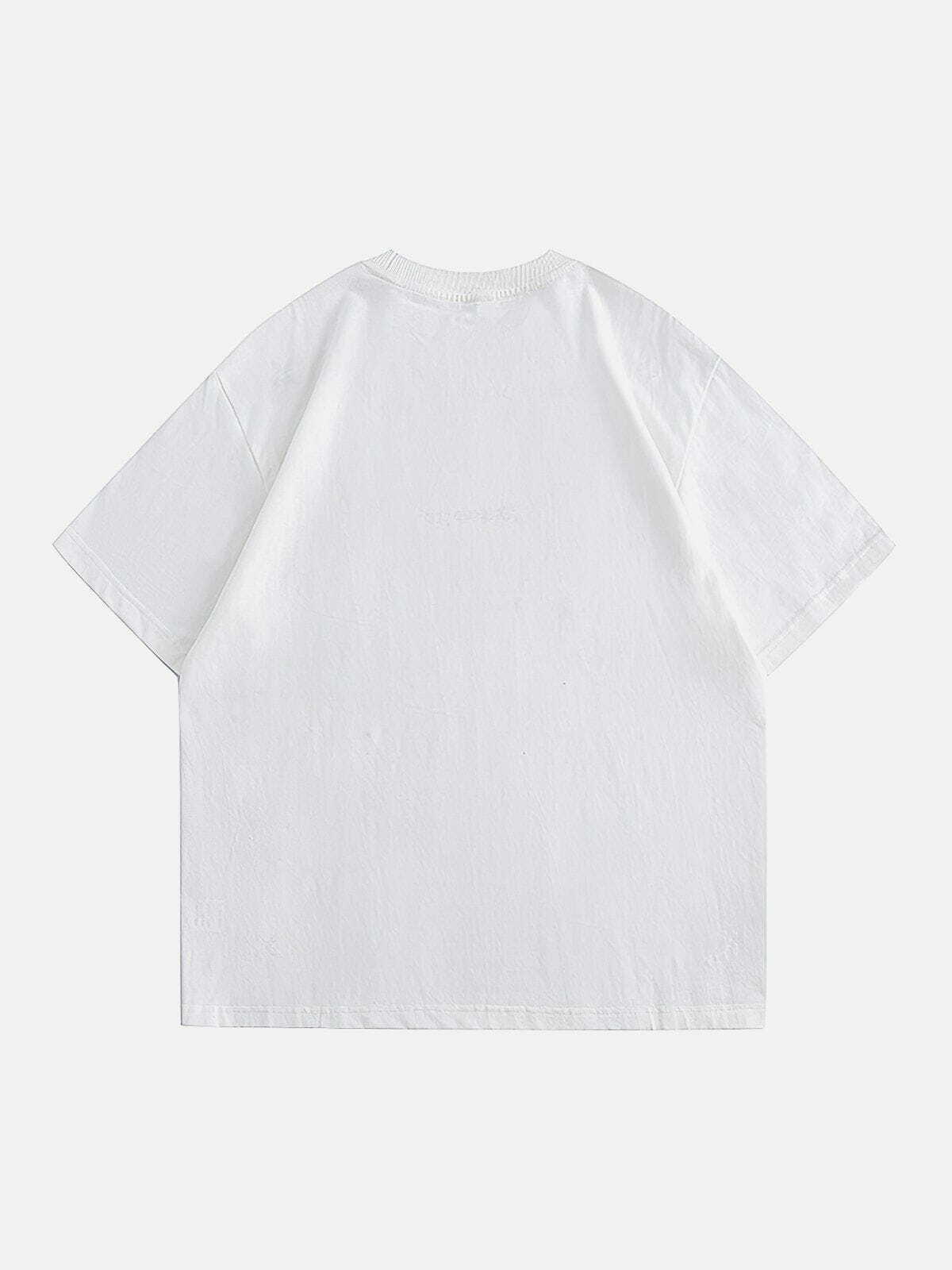 Y2K Embroidery Patchwork Sleeve Tee - Retro 90s Grunge Top for Summer Party Outfits