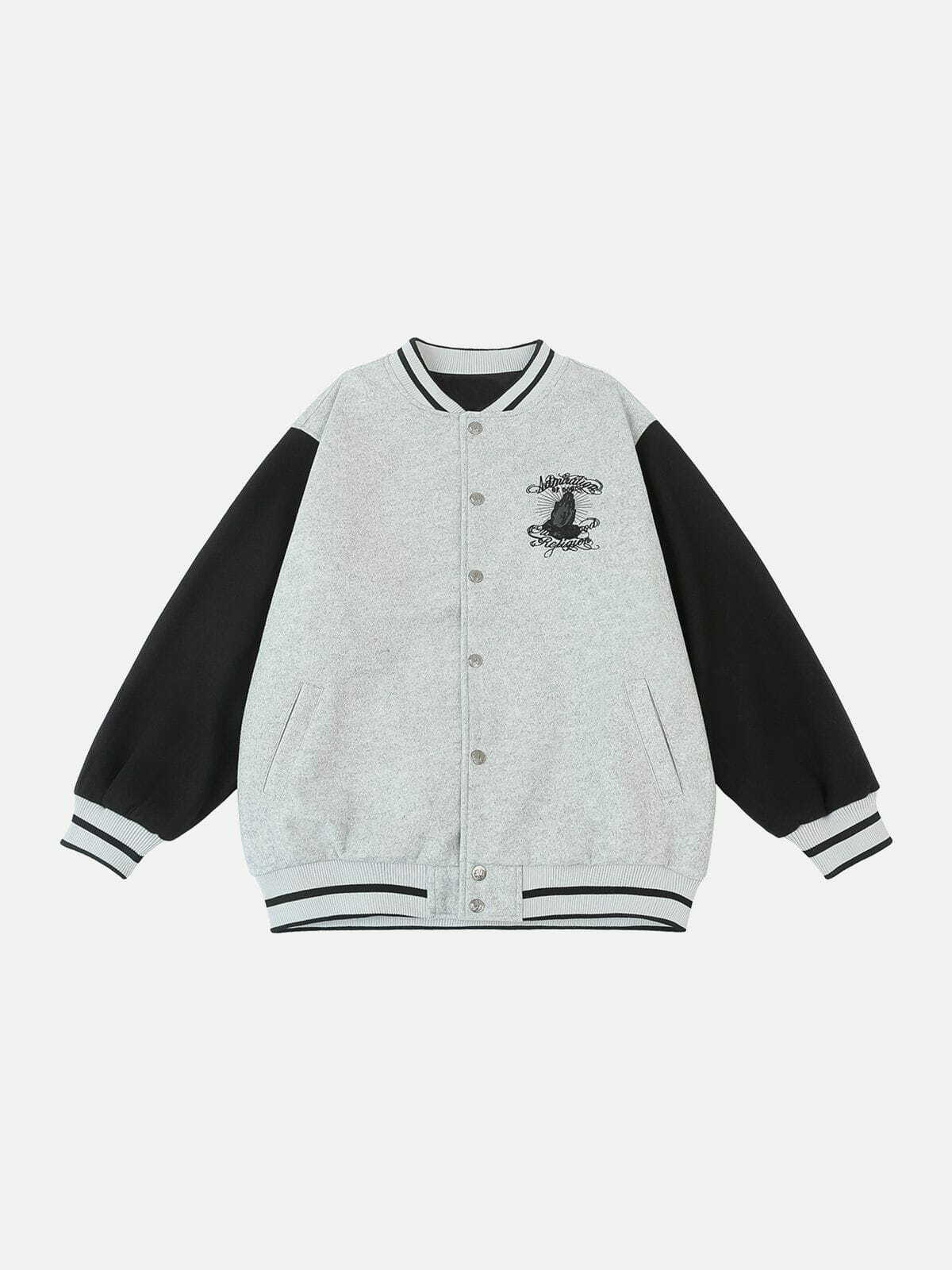 Y2K Embroidery Varsity Jacket - Retro 90s Grunge Outfit for Summer Parties & Clubbing