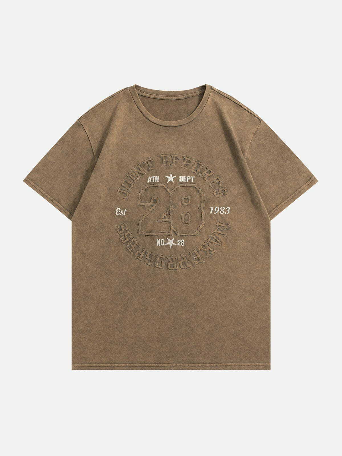 Y2K Embroidery Washed Tee - Retro 90s Grunge Top for Summer Outfits & Party Vibes