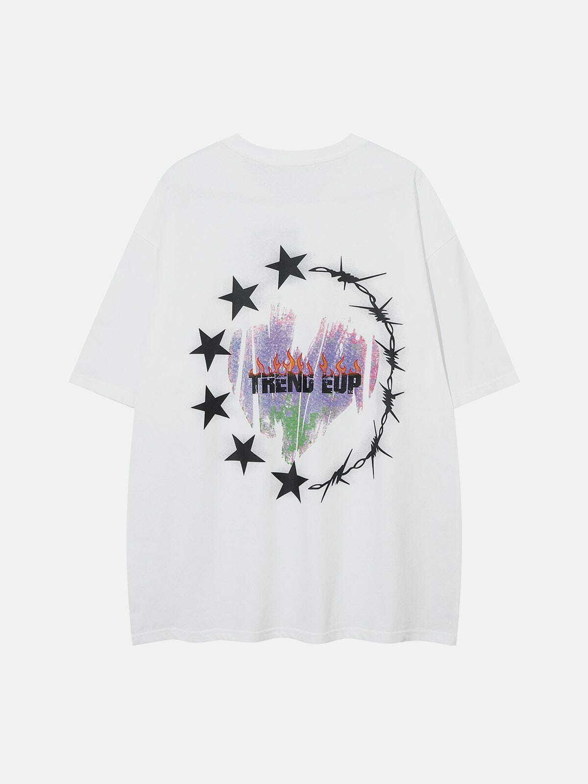 Y2K Flame Letter Graphic Tee - Retro 90s Grunge Top for Summer Party Outfits