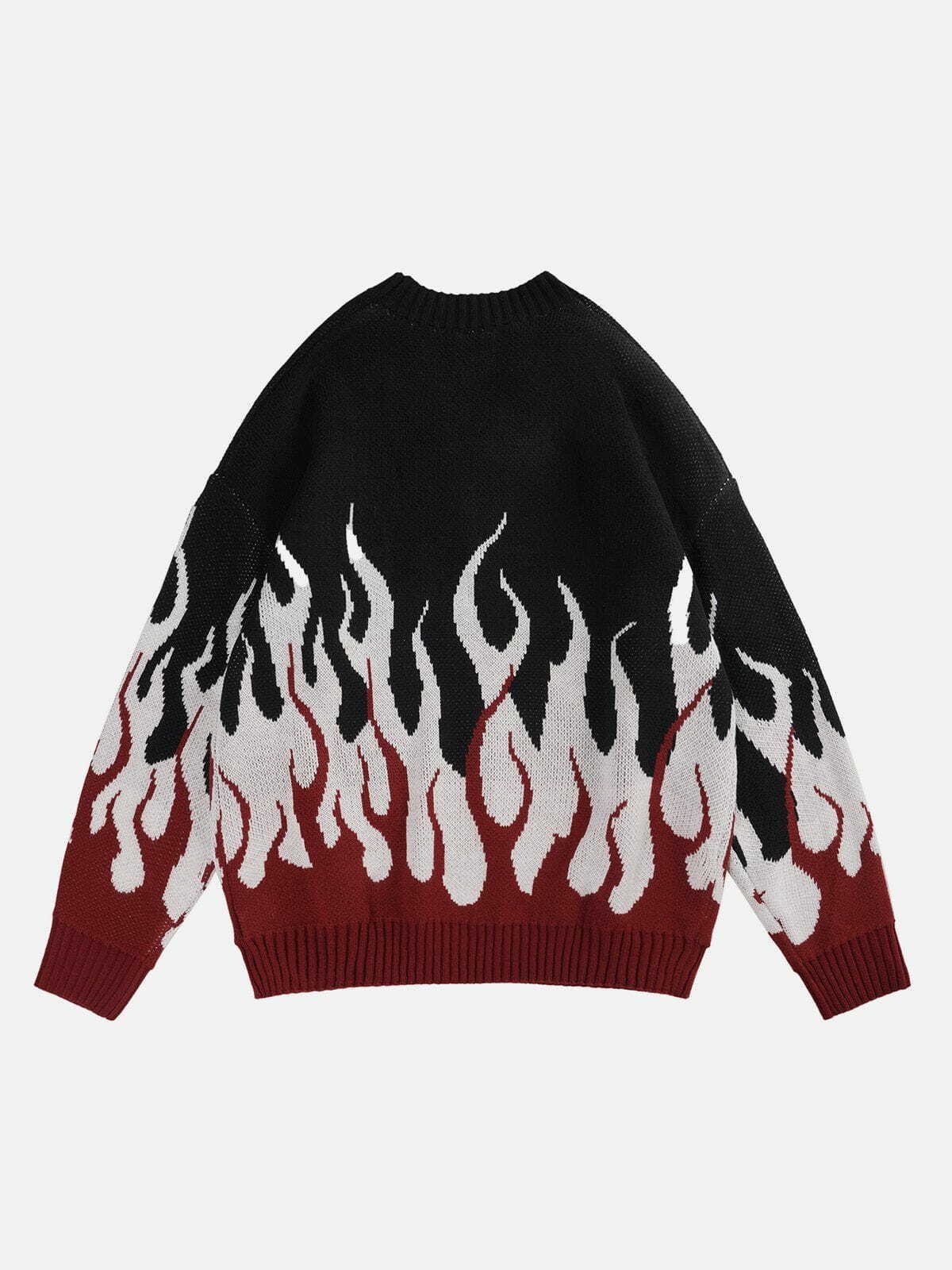 Y2K Flame Print Sweater - Retro Grunge Top for Summer Parties & 90s Inspired Outfits