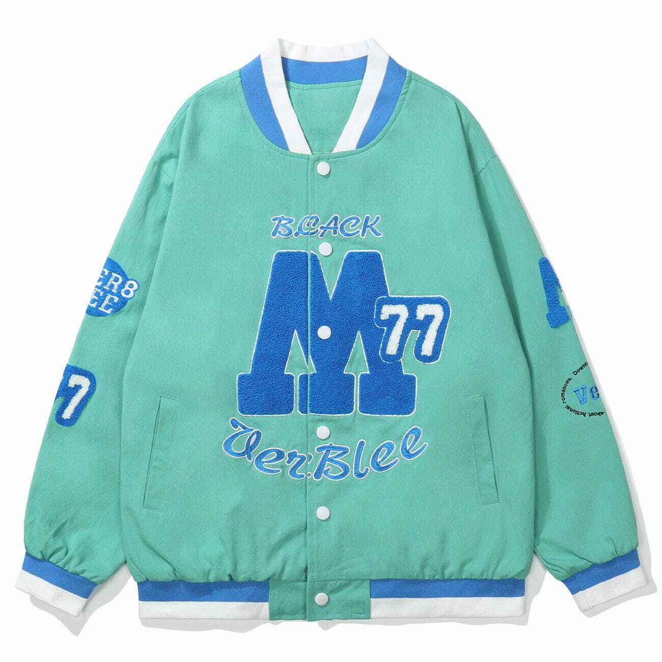 Y2K Flocked Letter Jacket - Retro 90s Grunge Outfit for Summer Parties & Clubbing