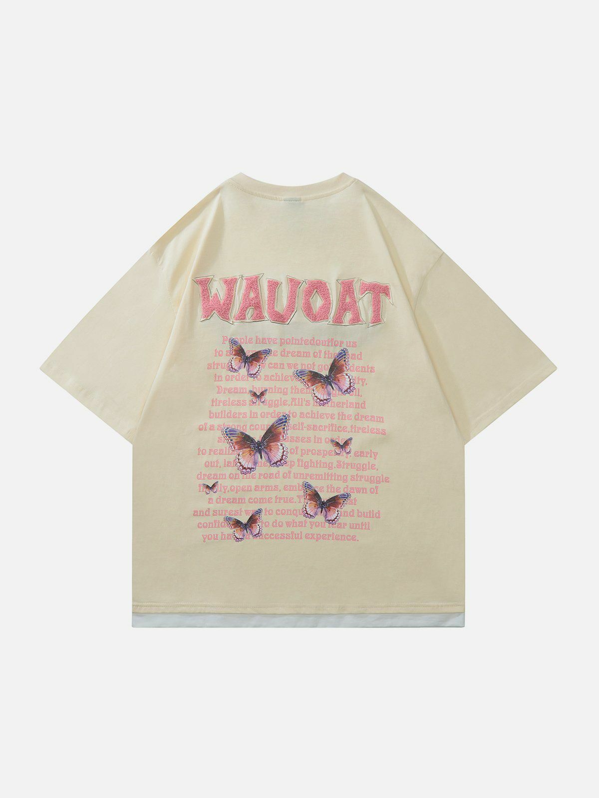 Y2K Flocked Letters Butterfly Print Tee - Retro 90s Grunge Summer Outfit for Women