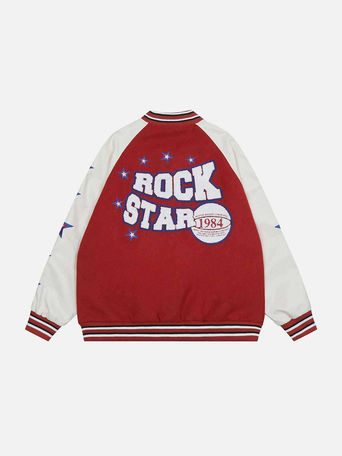 Y2K Flocking Baseball Print Varsity Jacket - Retro 90s Grunge Style for Summer Outfits