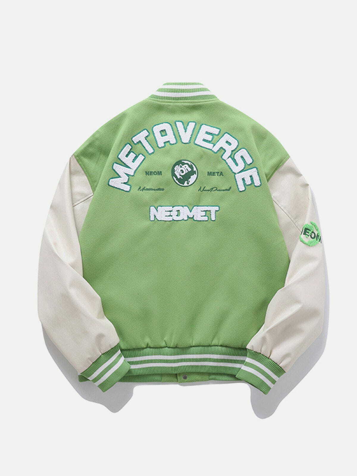 Y2K Flocking Embroidery Varsity Jacket - Retro 90s Grunge Outfit for Summer Parties