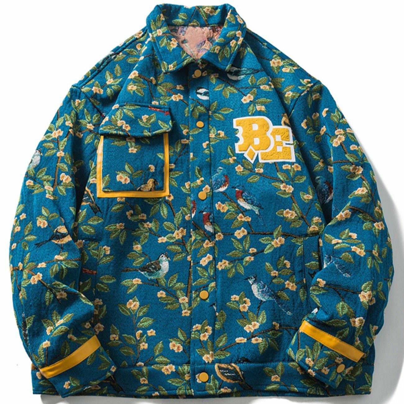 Y2K Floral Foam Letters Jacket - Retro 90s Grunge Summer Outfit for Y2K Vibes