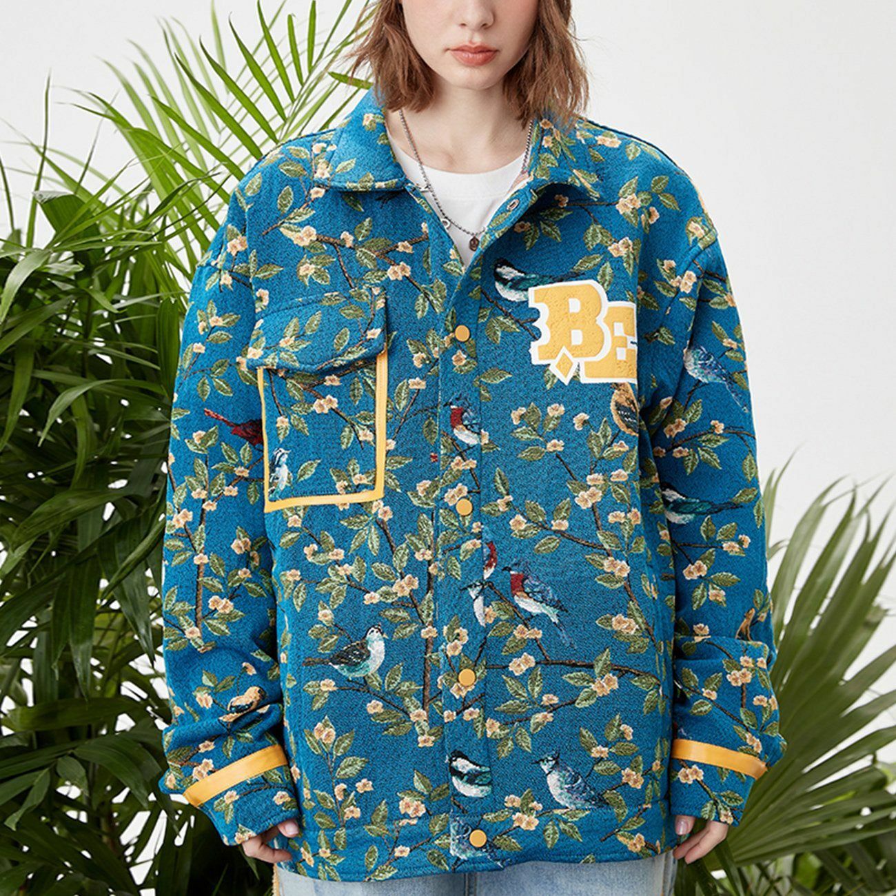 Y2K Floral Foam Letters Jacket - Retro 90s Grunge Summer Outfit for Y2K Vibes