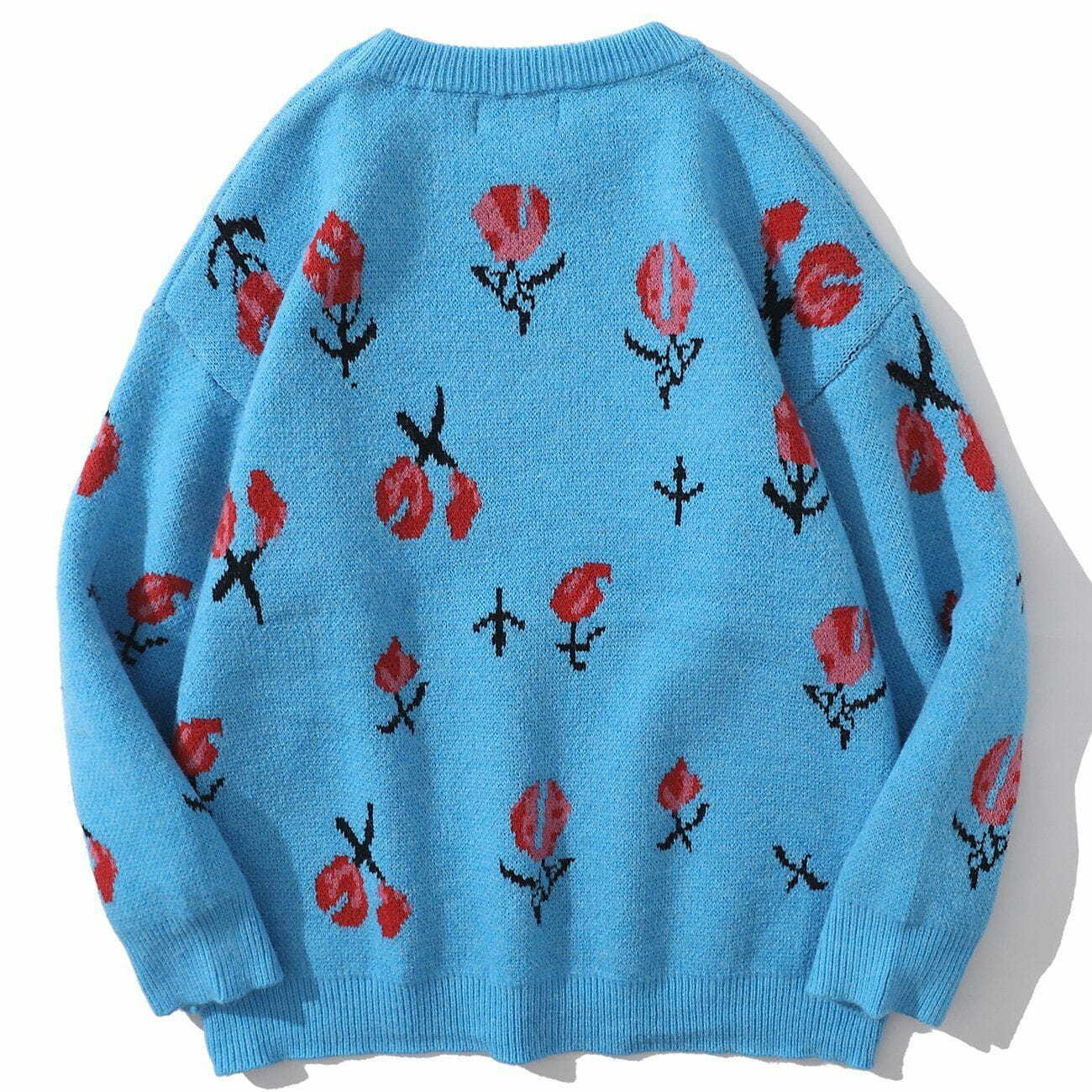 Y2K Floral Knit Sweater - Retro 90s Grunge Style for Summer Parties & Outfits