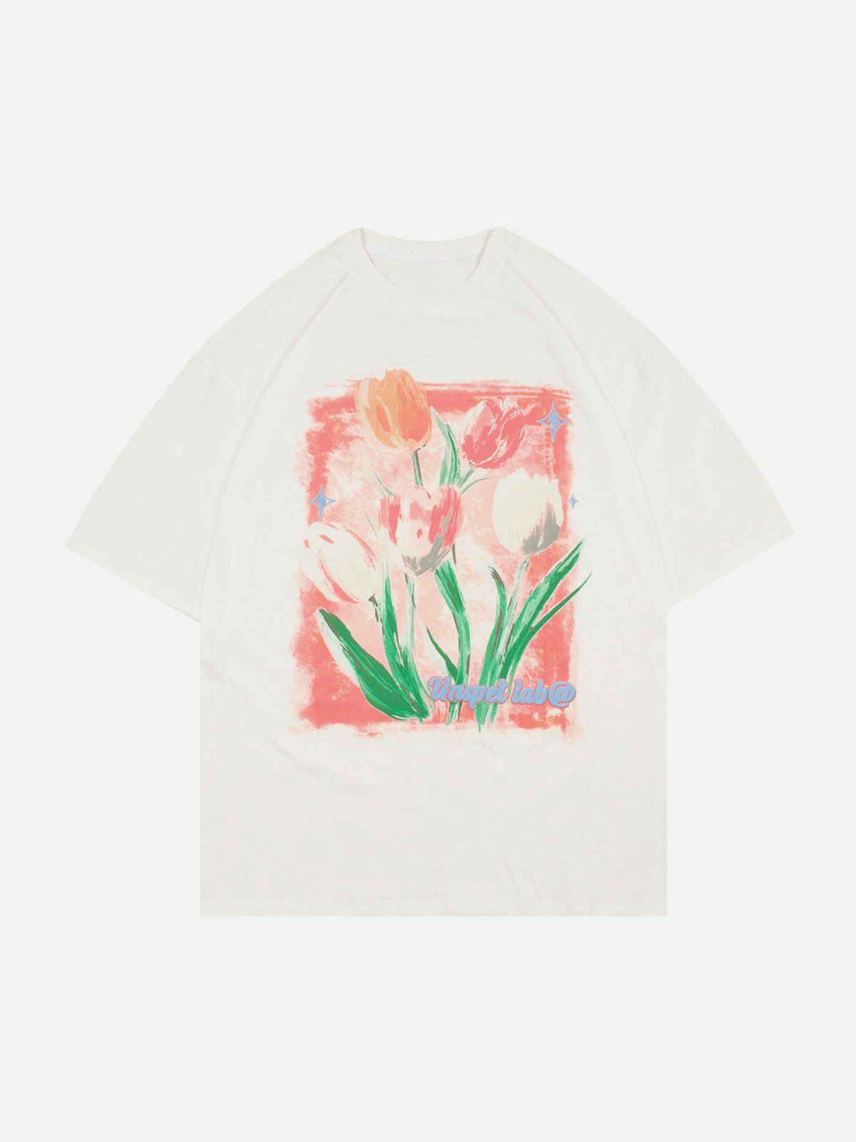 Y2K Floral Paint Tee - Retro 90s Grunge Top for Summer Parties & Casual Outfits