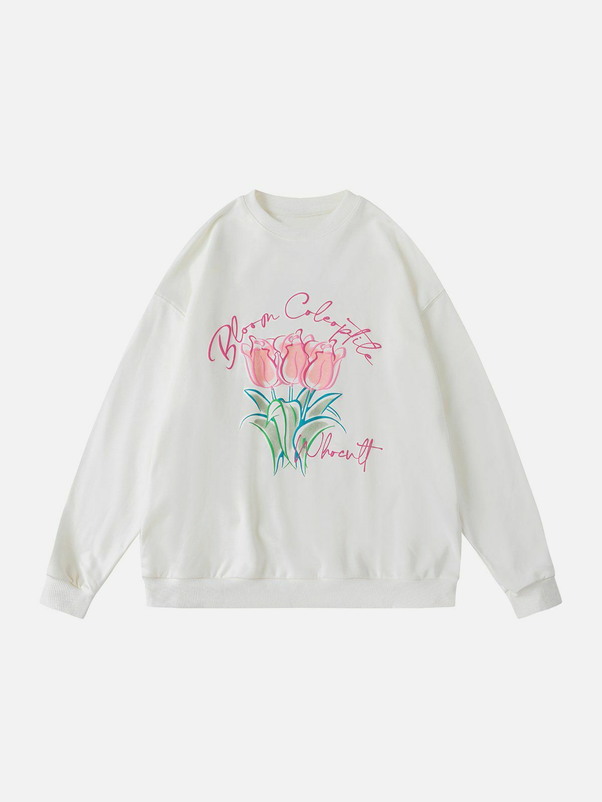 Y2K Floral Print Sweatshirt - Retro 90s Grunge Style for Summer Outfits & Parties