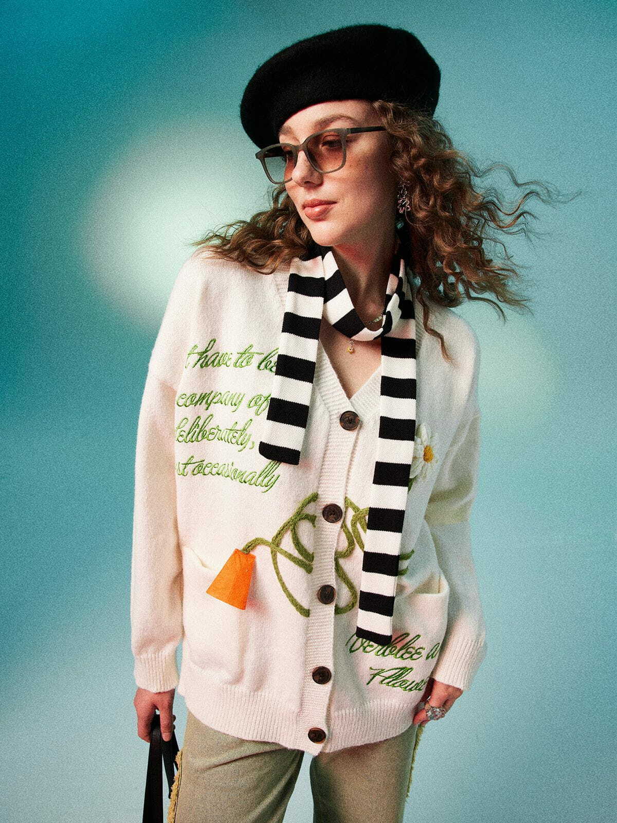 Y2K Flower Embroidery Graphic Cardigan - Retro 90s Grunge Summer Outfit for Women