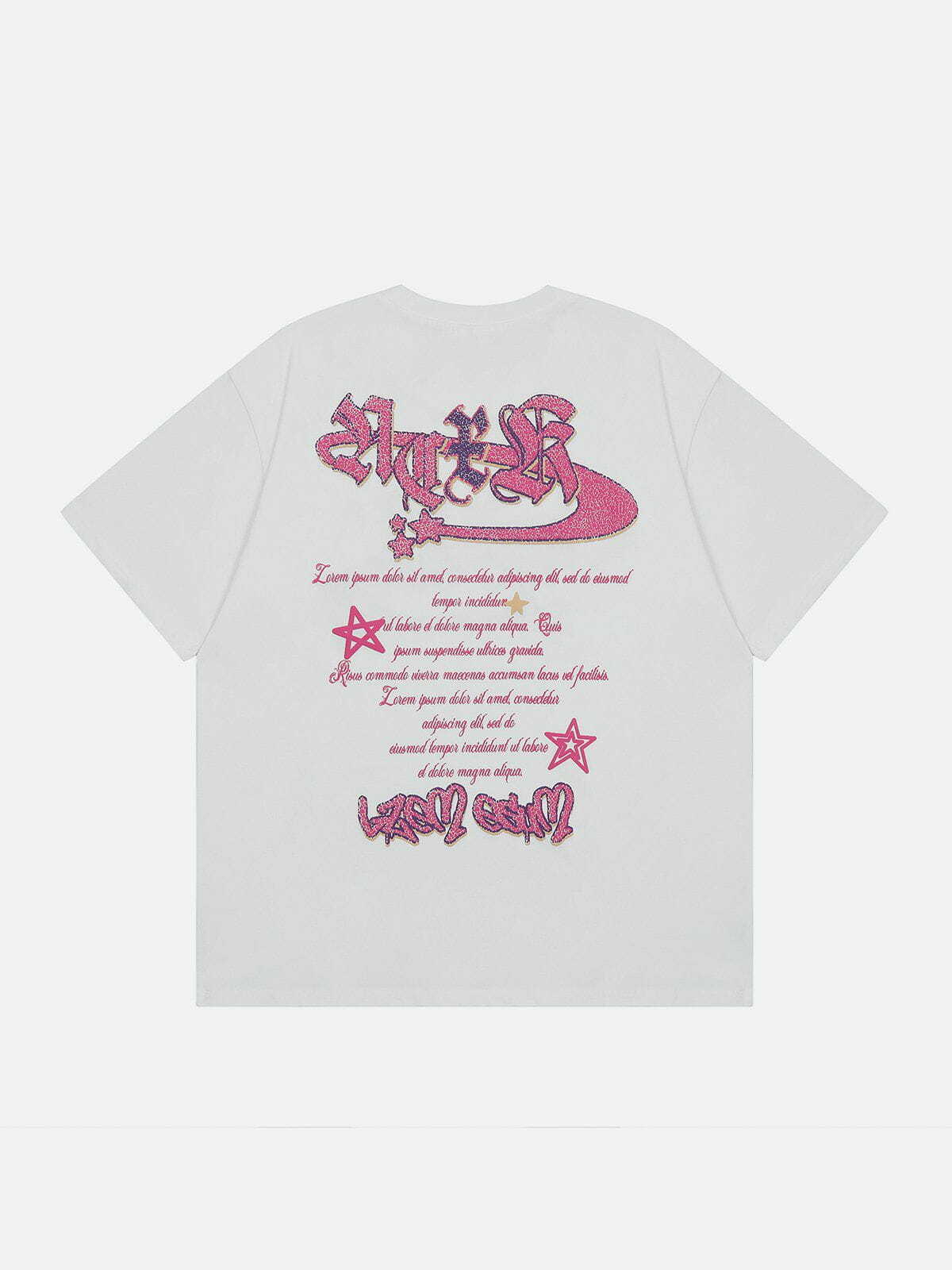 Y2K Foam Letter Print Tee - Retro 90s Grunge Top for Summer Party & Club Outfits