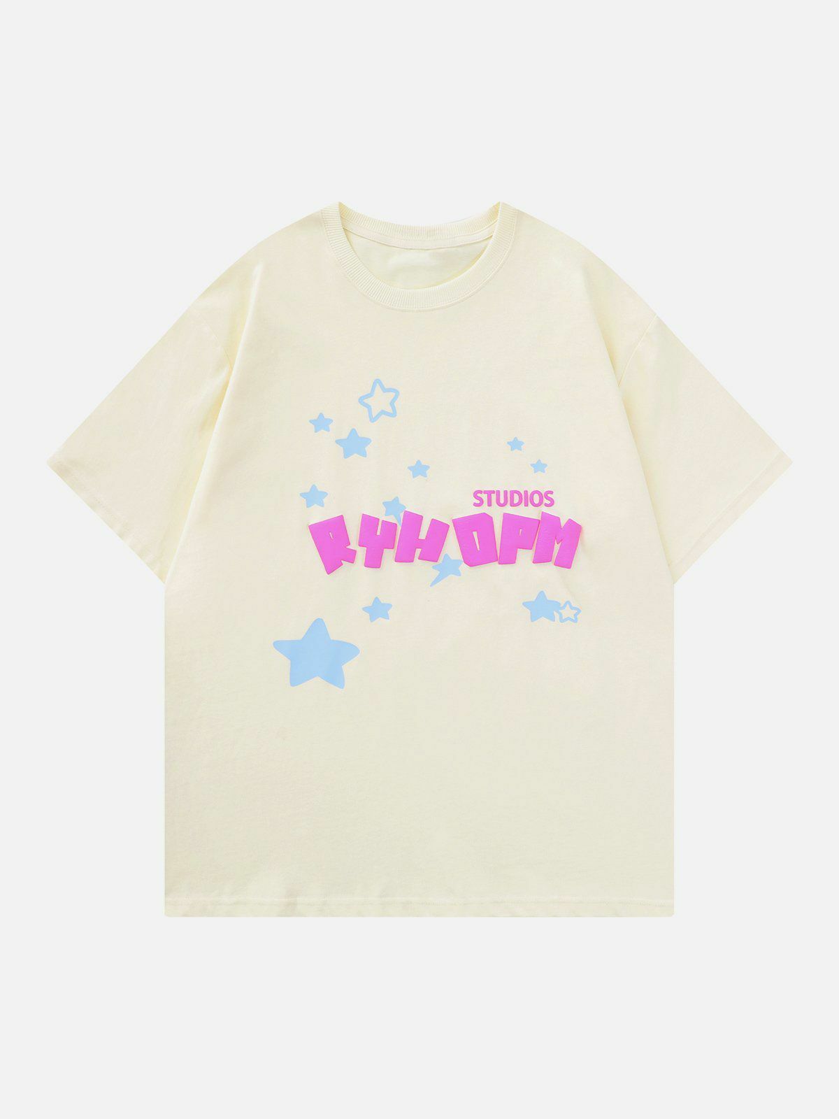 Y2K Foam Printing Star Tee - Retro 90s Grunge Top for Summer Parties & Outfits