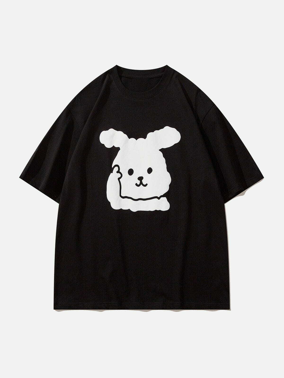 Y2K Foam Rabbit Print Baby Tee - Retro 90s Grunge Summer Outfit for Y2K Vibes