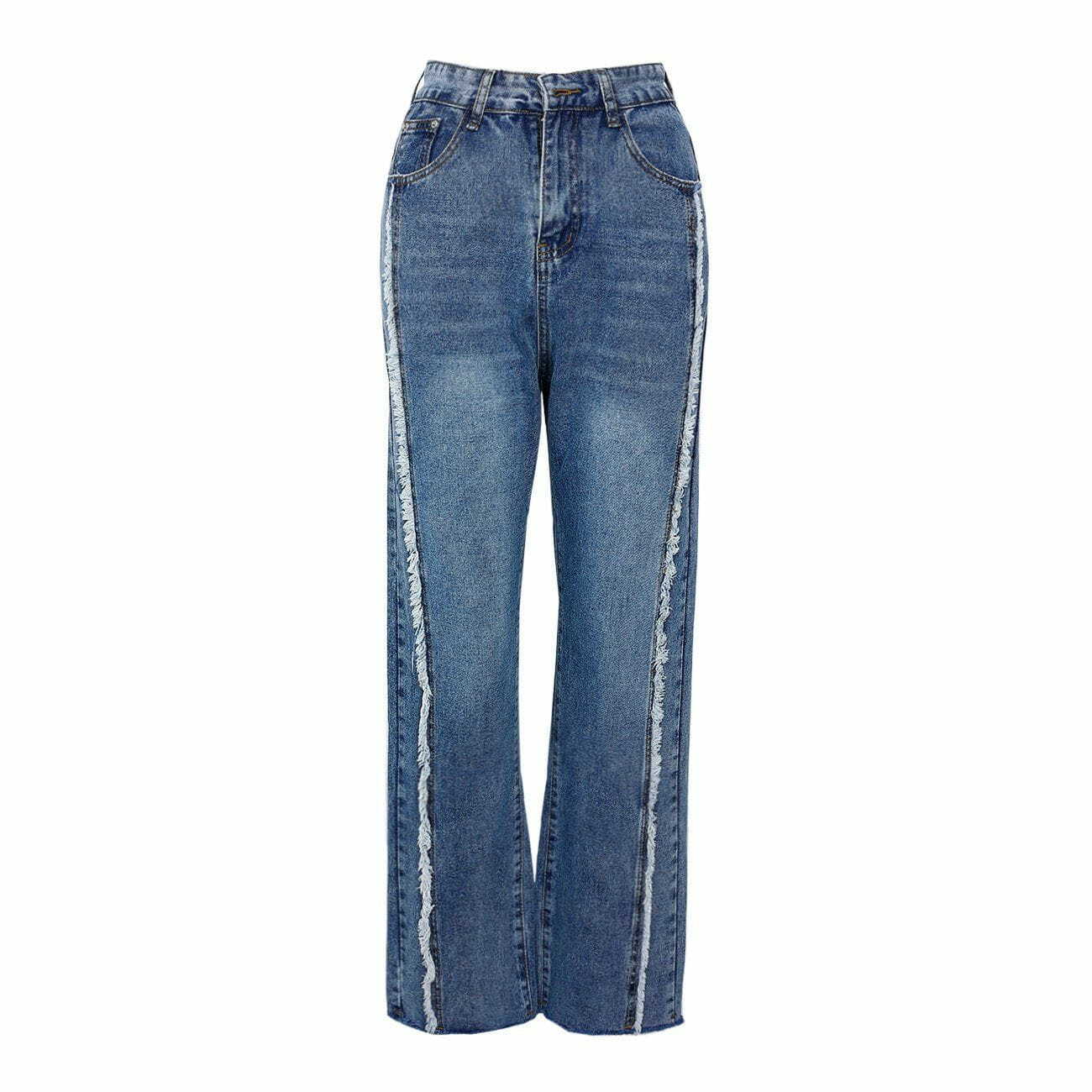 Y2K Frayed Pocket Jeans - Retro 90s Grunge Outfit for Summer Parties & Casual Looks