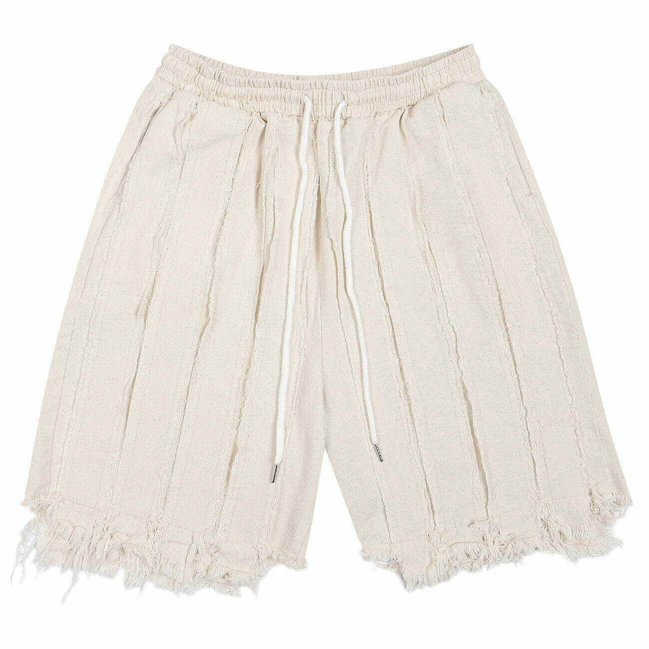 Y2K Fringed Drawstring Shorts - Retro 90s Grunge Summer Outfit for Y2K Vibes