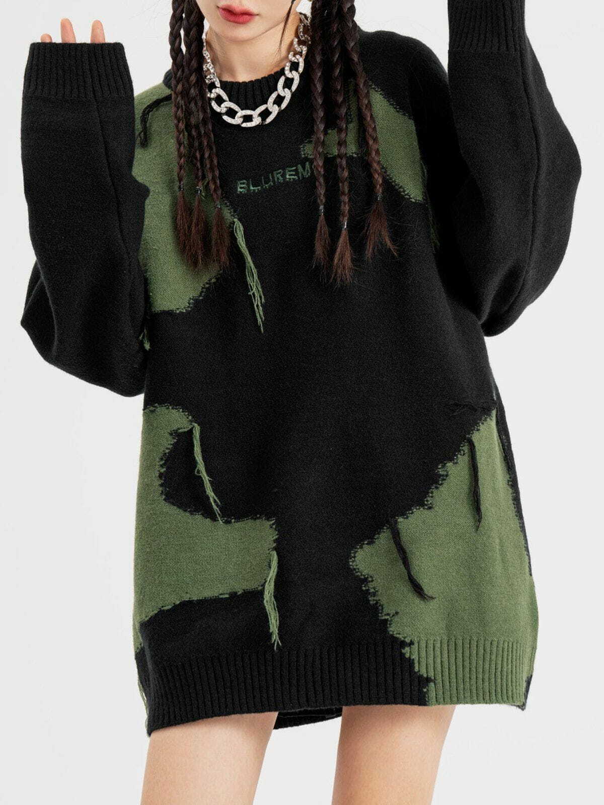 Y2K Fringed Knitted Sweater - Retro 90s Grunge Style for Summer Outfits & Party Looks