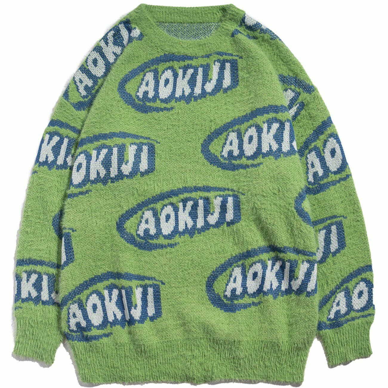 Y2K Full Print Knit Sweater - Retro 90s Grunge Style for Summer Parties & Outfits