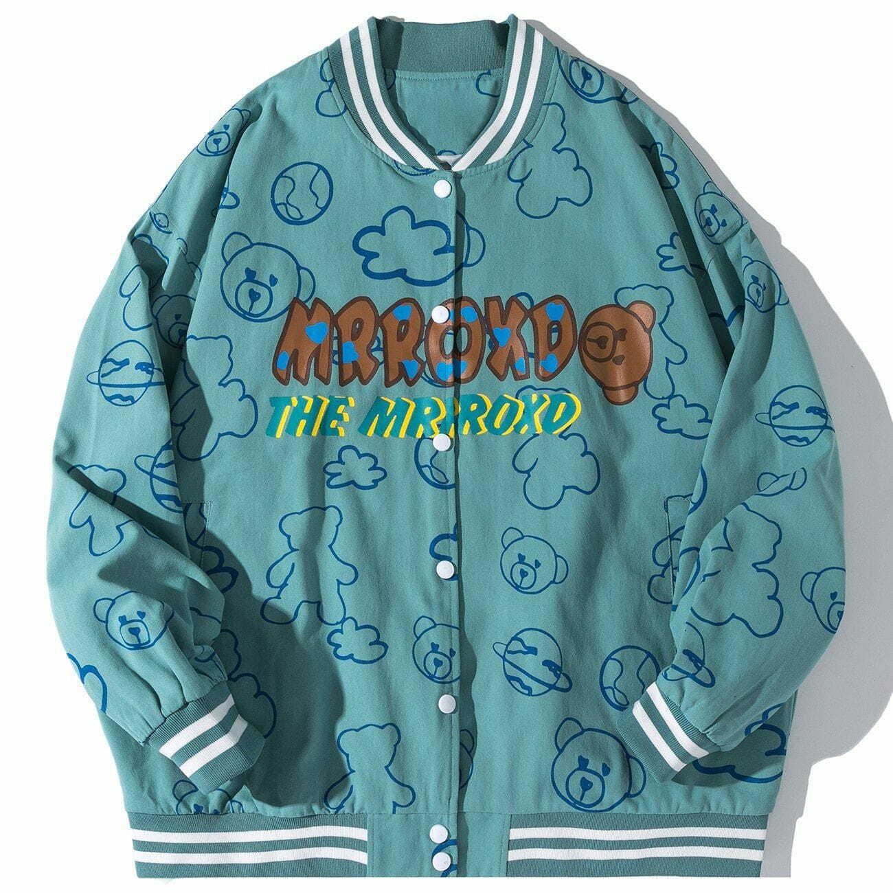 Y2K Full Print Varsity Jacket - Retro 90s Grunge Style for Summer Parties & Outfits