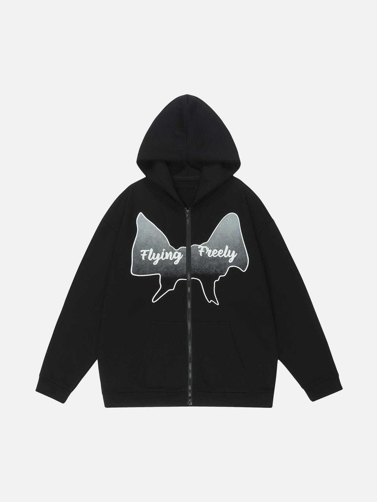 Y2K Gradient Bow Print Hoodie - Retro 90s Grunge Summer Outfit for Trendy Women