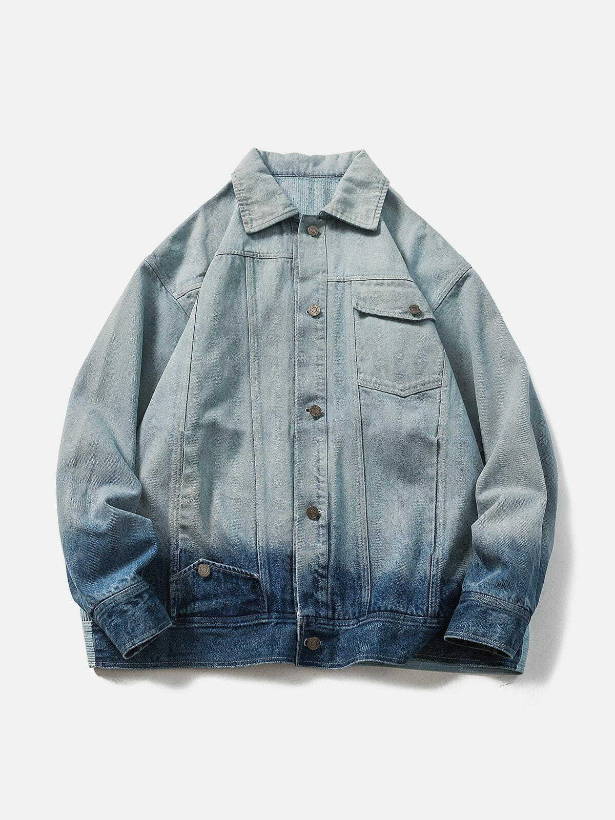 Y2K Gradient Denim Jacket - Retro 90s Grunge Outfit for Summer Parties & Festivals