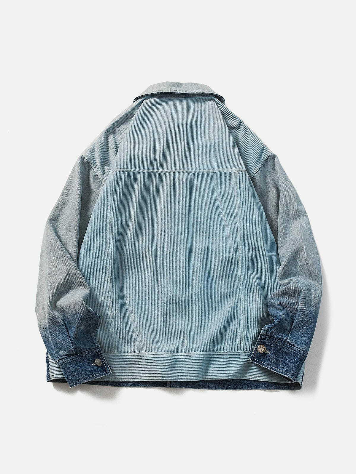 Y2K Gradient Denim Jacket - Retro 90s Grunge Outfit for Summer Parties & Festivals