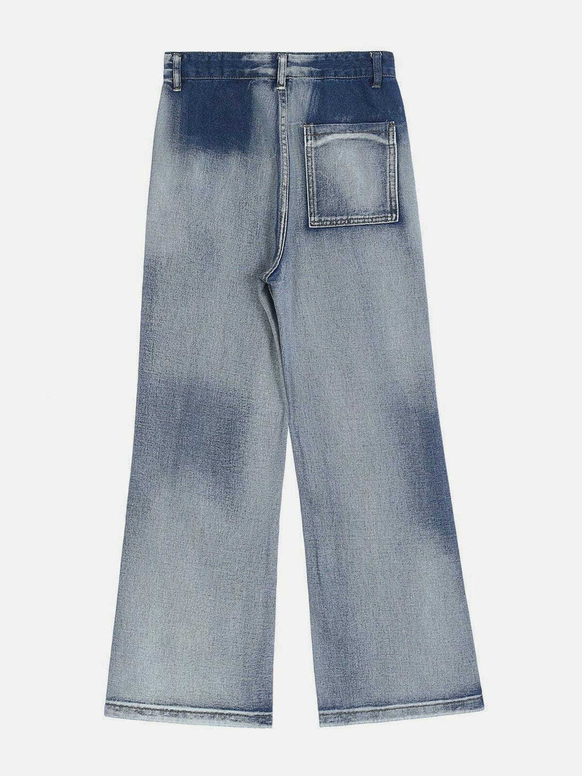 Y2K Gradient Letter Embroidered Jeans - Retro 90s Grunge Outfit for Summer Parties