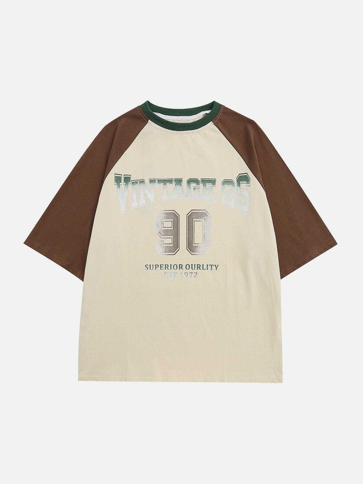 Y2K Gradient Letter Print Raglan Tee - Retro 90s Grunge Summer Outfit for Women