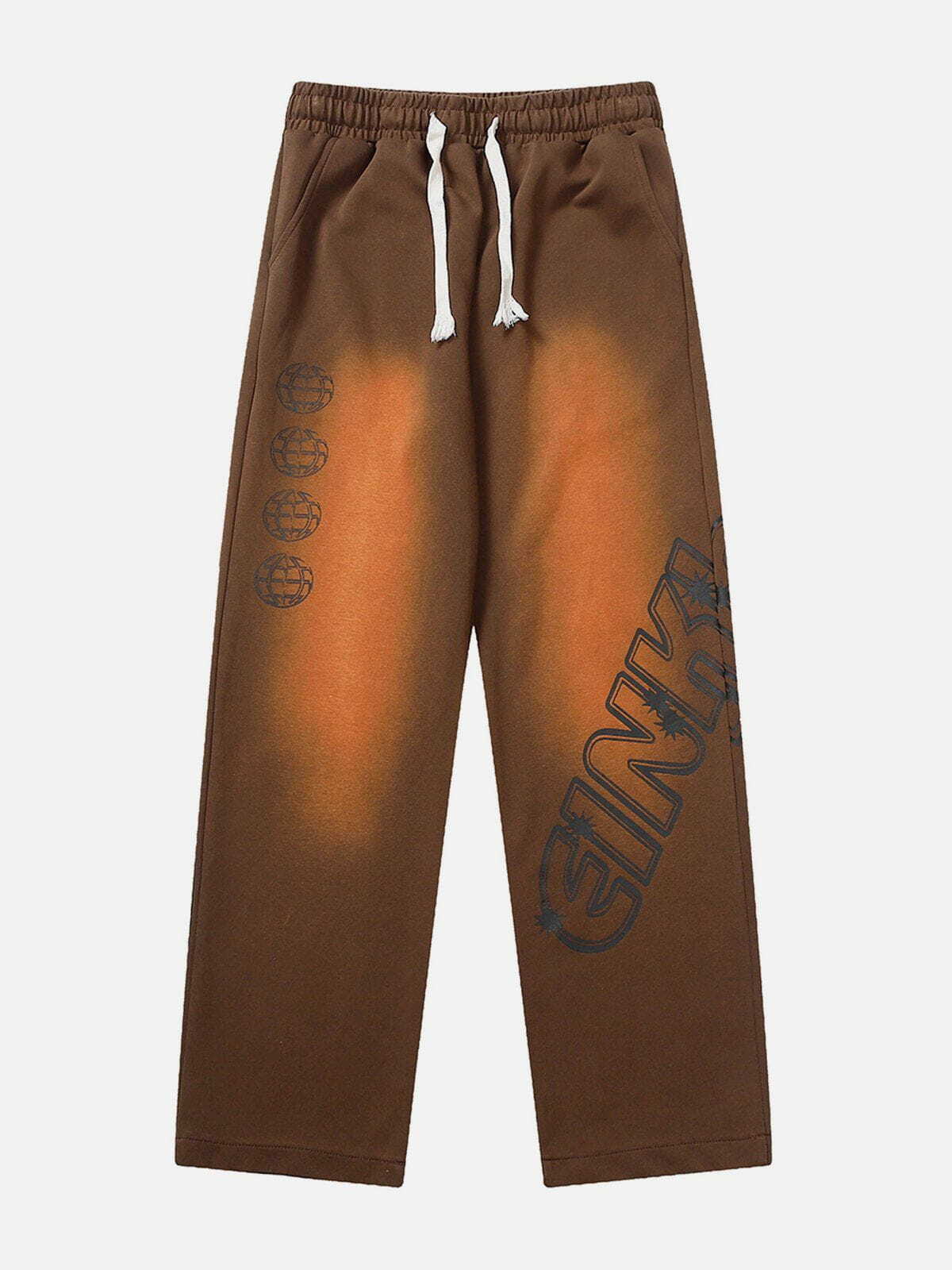 Y2K Gradient Monogram Print Pants - Retro 90s Grunge Outfit for Summer Parties & Clubbing