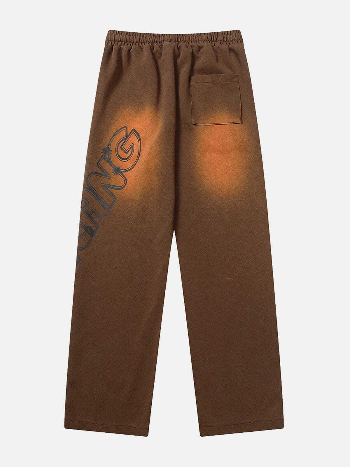 Y2K Gradient Monogram Print Pants - Retro 90s Grunge Outfit for Summer Parties & Clubbing