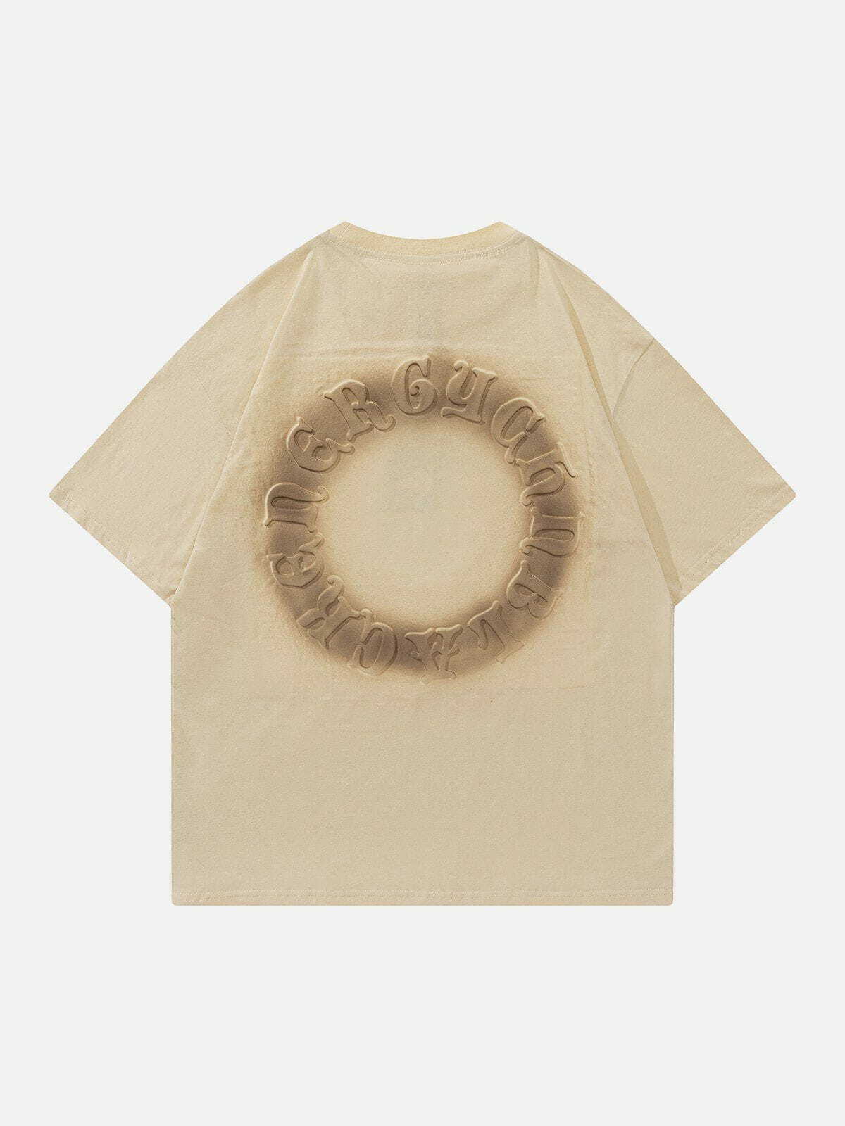 Y2K Gradient Ring Letter Print Tee - Retro 90s Grunge Summer Outfit for Women