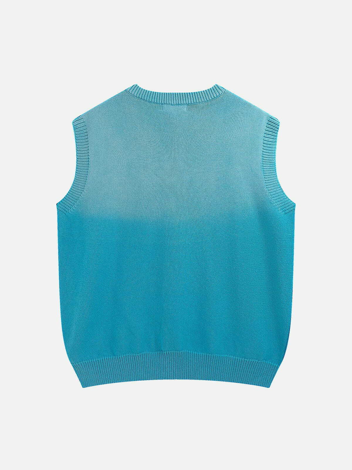 Y2K Gradient Sweater Vest - Retro 90s Grunge Outfit for Summer Parties & Casual Looks