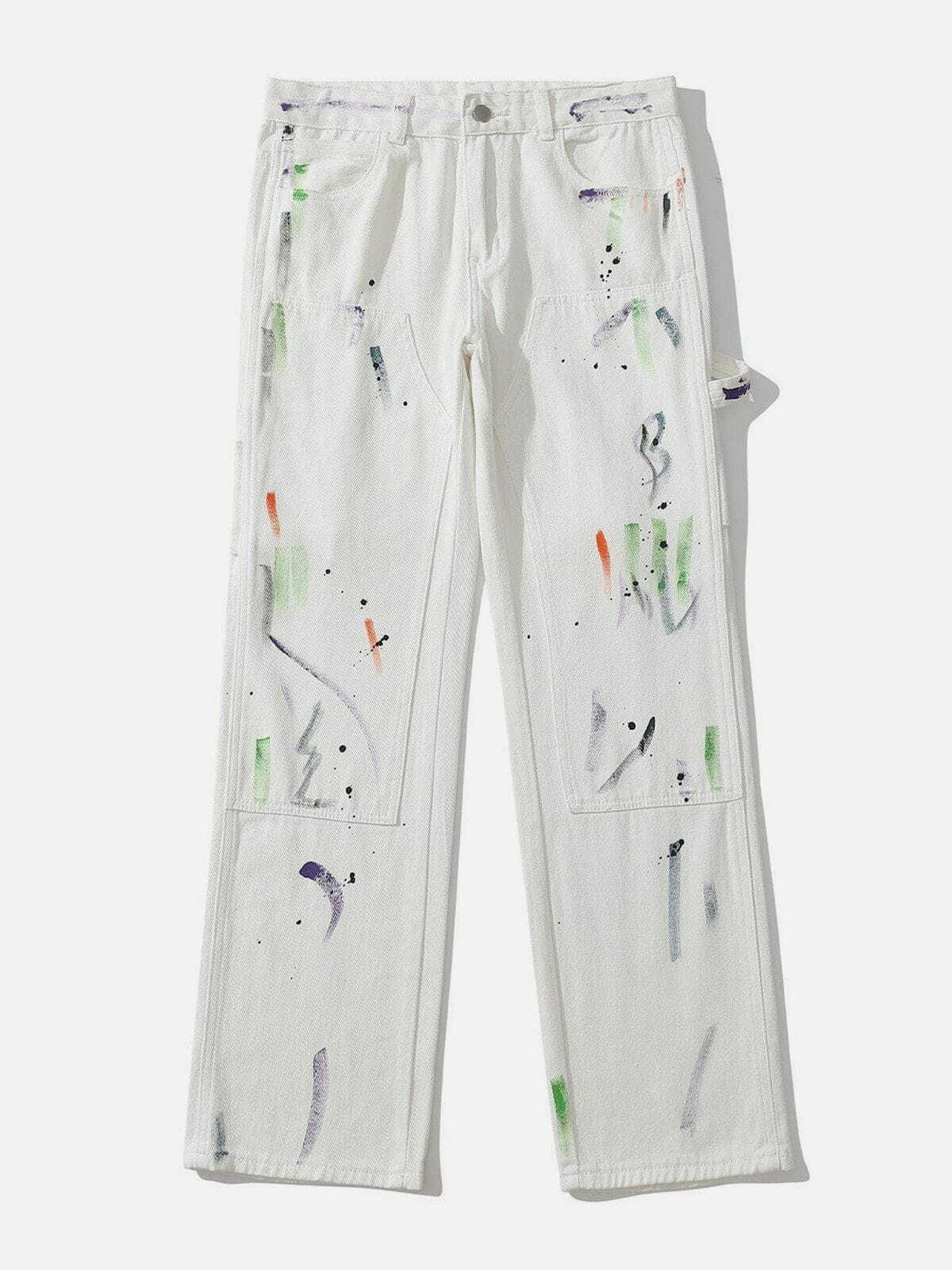 Y2K Graffiti Jeans: Retro 90s Grunge Outfit for Summer Parties & Club Nights