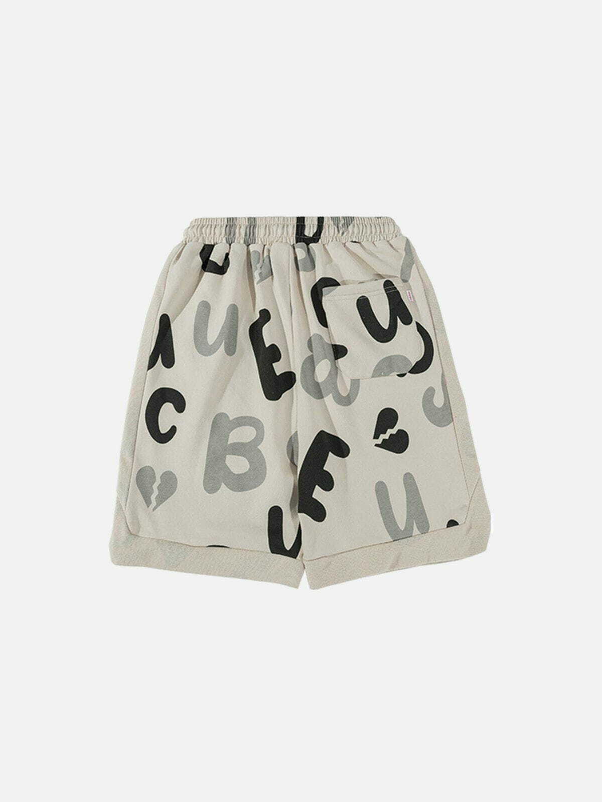 Y2K Graffiti Patchwork Shorts - Retro 90s Grunge Summer Outfit for Y2K Vibes