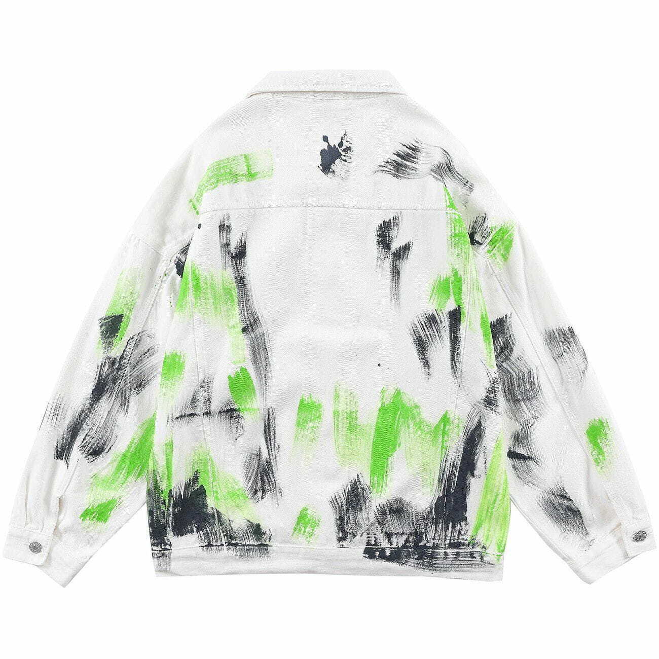 Y2K Graffiti Print Jacket - Retro 90s Grunge Style for Summer Parties & Outfits