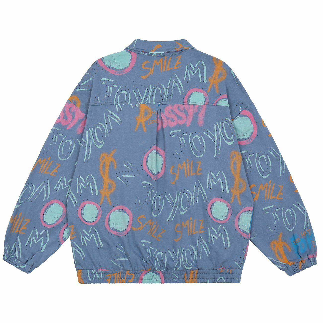 Y2K Graffiti Print Jacket - Retro 90s Grunge Style for Summer Parties & Outfits