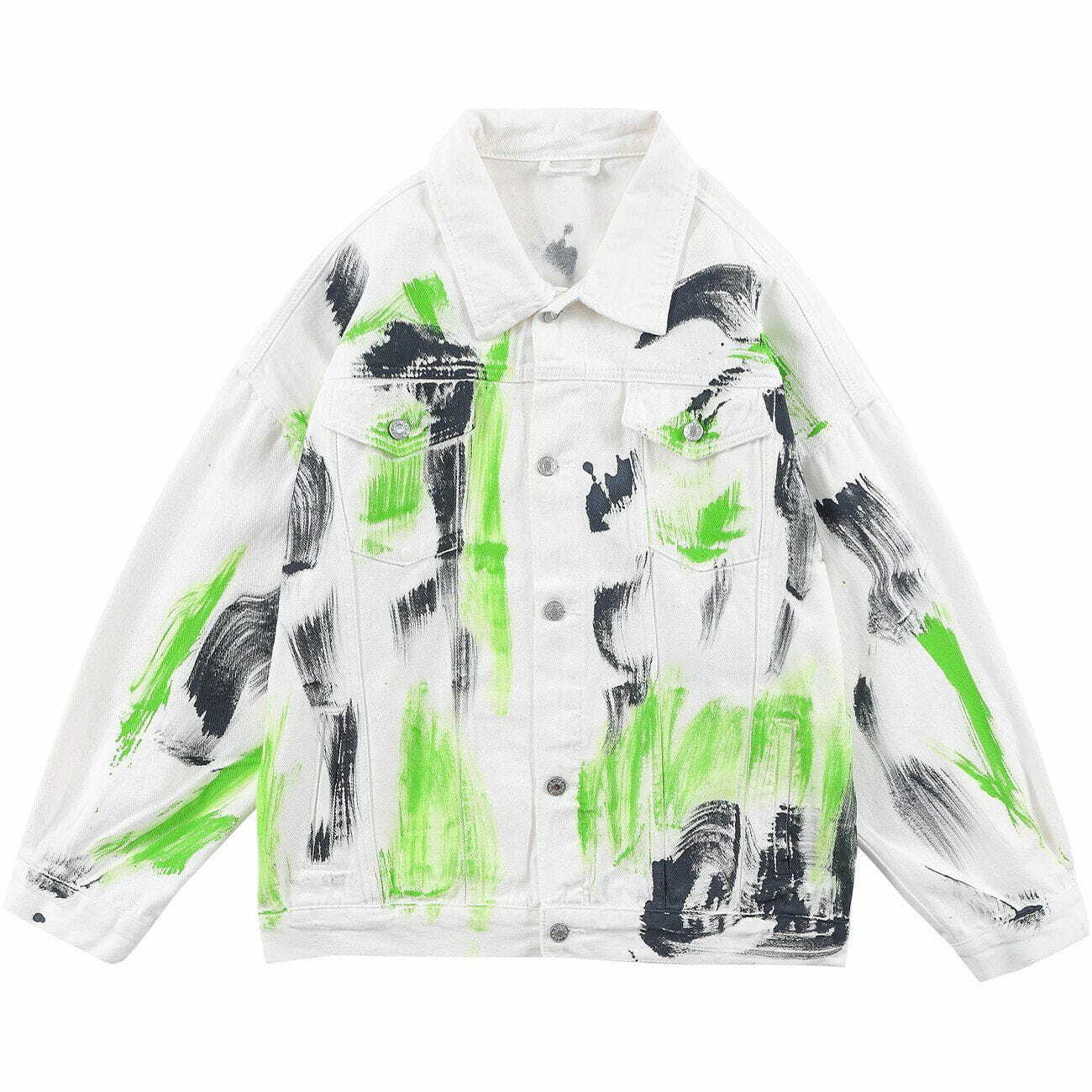 Y2K Graffiti Print Jacket - Retro 90s Grunge Style for Summer Parties & Outfits