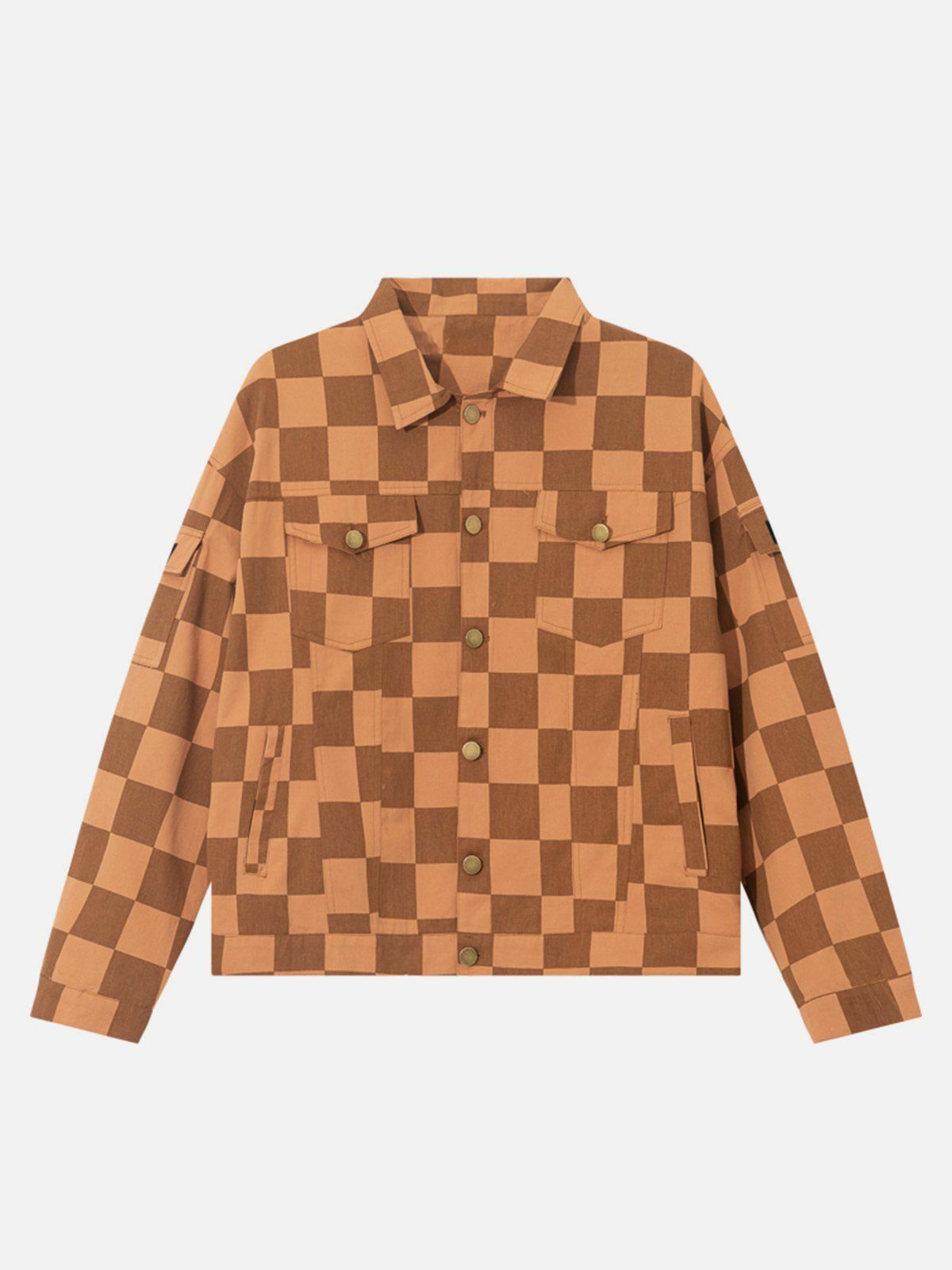 Y2K Graphic Checkerboard Jacket - Retro 90s Grunge Outfit for Summer Parties & Festivals