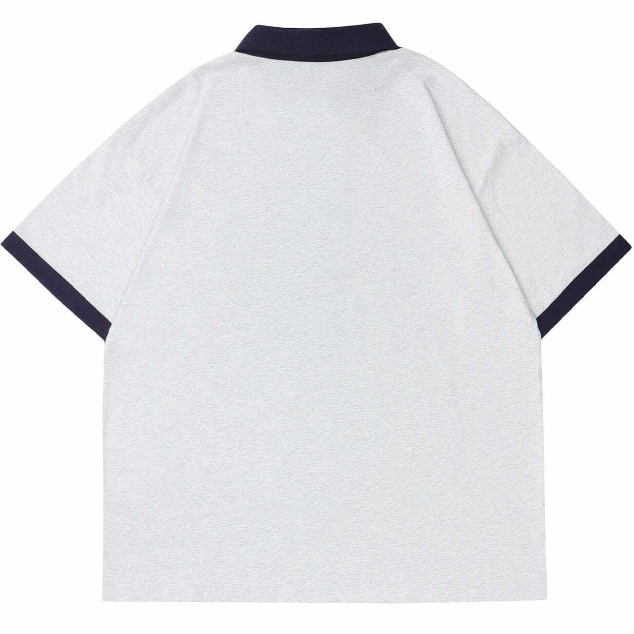 Y2K Graphic Polo Collar Tee - Retro 90s Summer Outfit, Grunge Style Top for Y2K Vibes