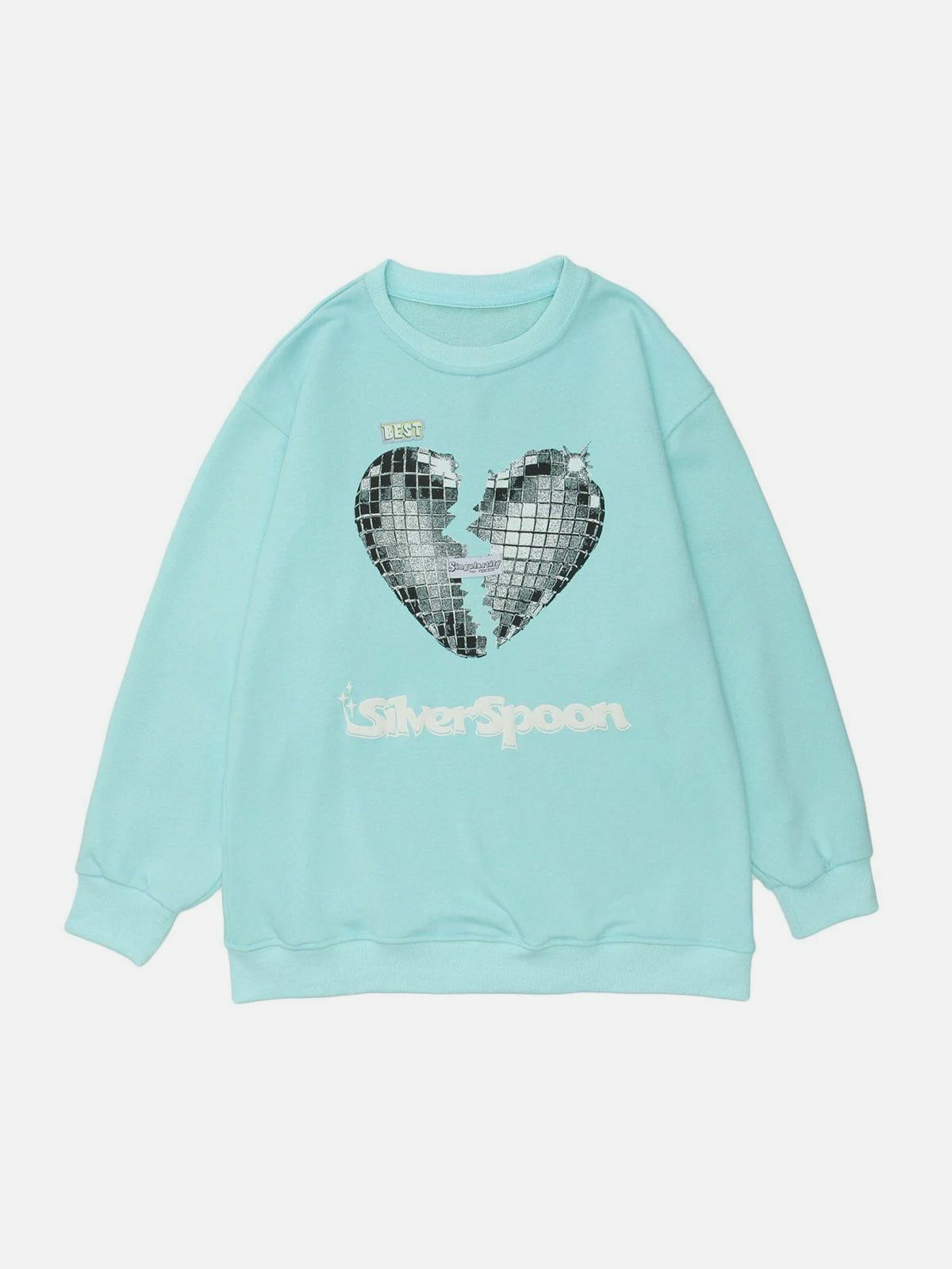 Y2K Grunge 3D Broken Heart Graphic Sweatshirt - Retro 90s Party Outfit Essential