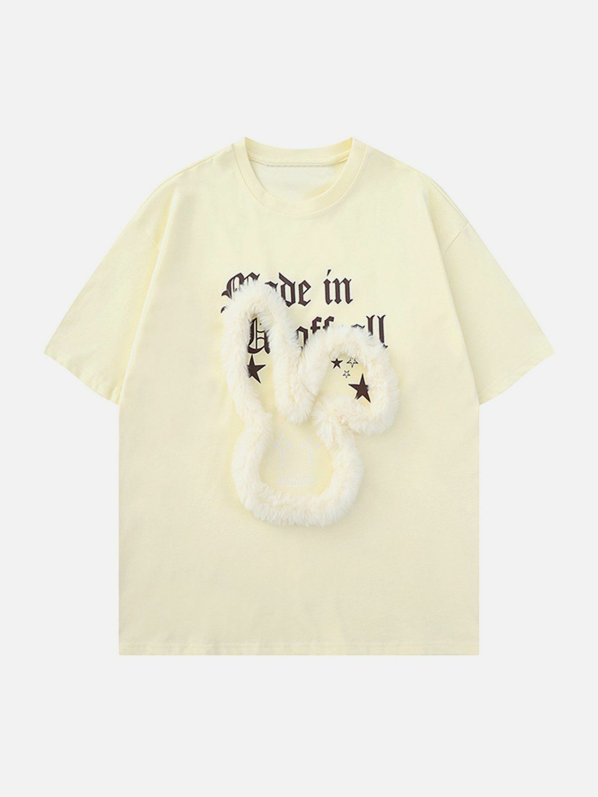 Y2K Grunge 3D Rabbit Lettered Print Tee - Retro 90s Summer Outfit for Y2K Vibes