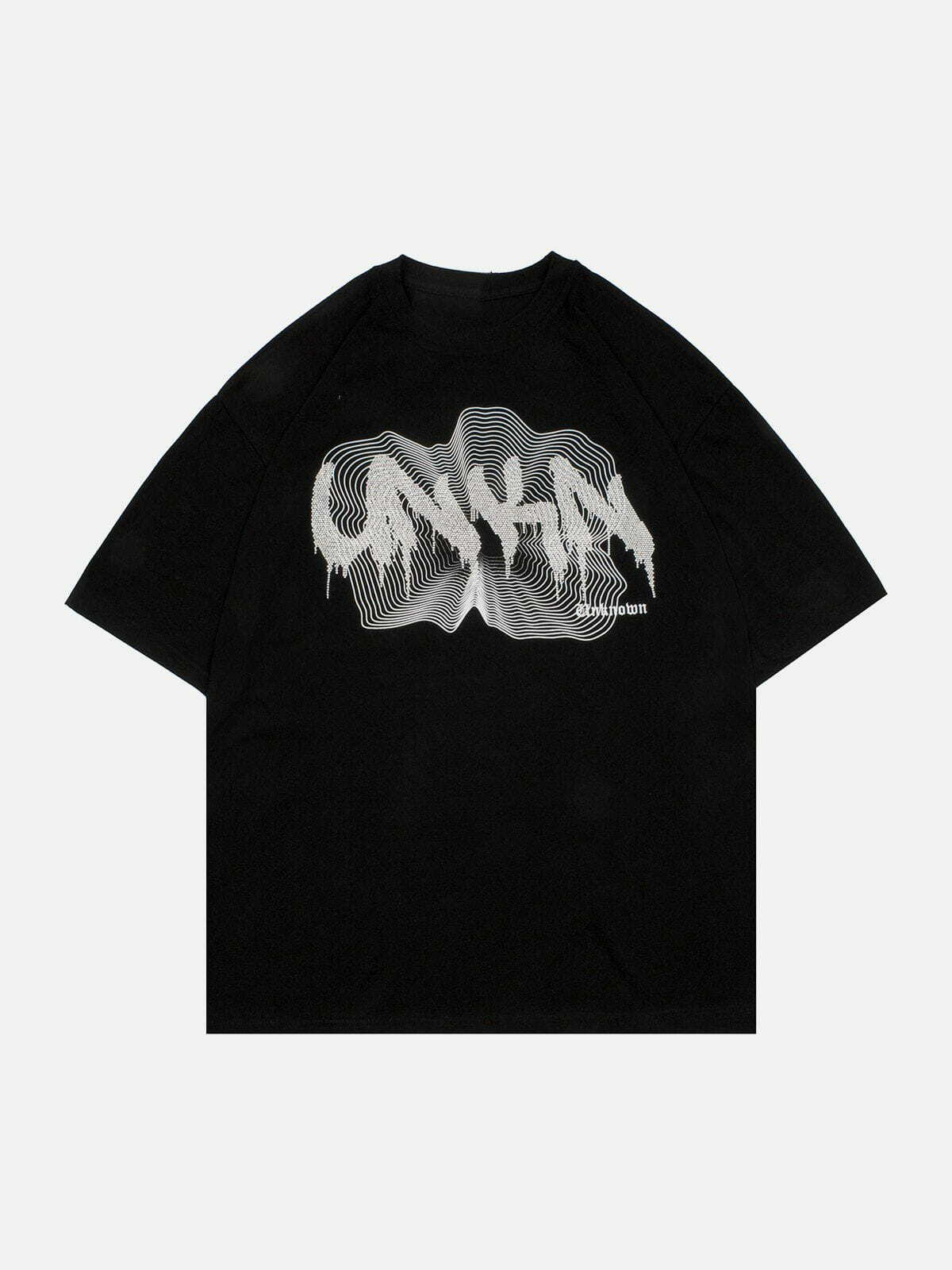 Y2K Grunge Abstract Paint Tee - Retro 90s Summer Outfit for Party & Club Vibes