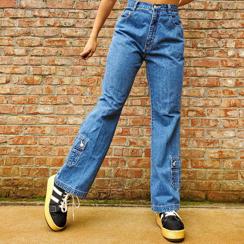 Y2K Grunge Aesthetic Women's Jeans - Cute Cargo Style for Coquette & Dark Academia Looks