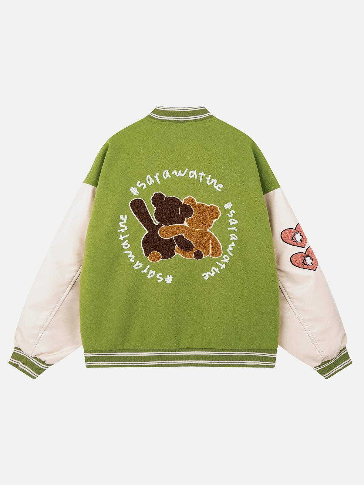 Y2K Grunge Alphabet Bear Flocking Jacket - Retro 90s Summer Outfit for Y2K Vibes